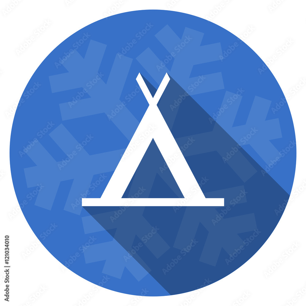 camp blue flat design christmas winter web icon with snowflake camp blue flat design christmas winter web icon with snowflake