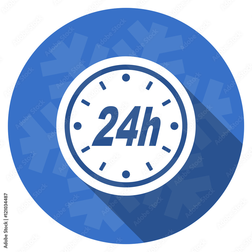 24h blue flat design christmas winter web icon with snowflake 24h blue flat design christmas winter web icon with snowflake