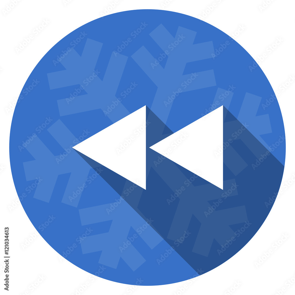 Obraz premium rewind blue flat design christmas winter web icon with snowflake