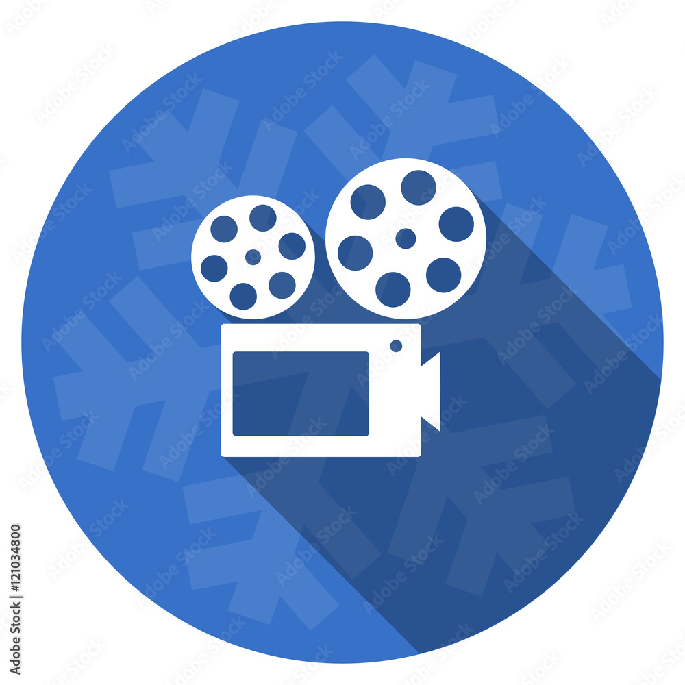 movie blue flat design christmas winter web icon with snowflake movie blue flat design christmas winter web icon with snowflake