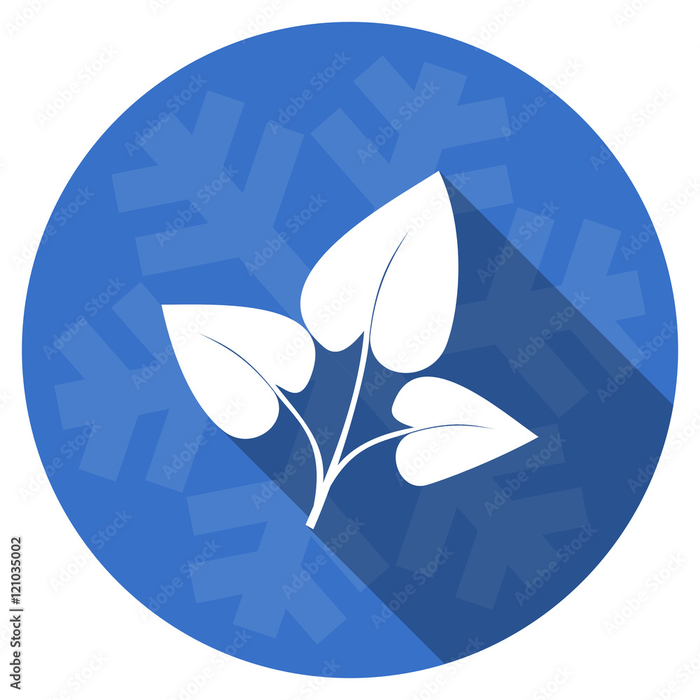 leaf blue flat design christmas winter web icon with snowflake leaf blue flat design christmas winter web icon with snowflake