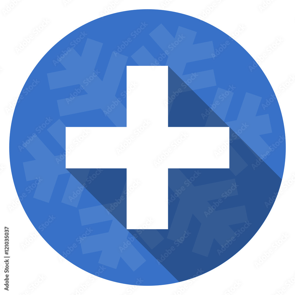 Fototapeta premium plus blue flat design christmas winter web icon with snowflake