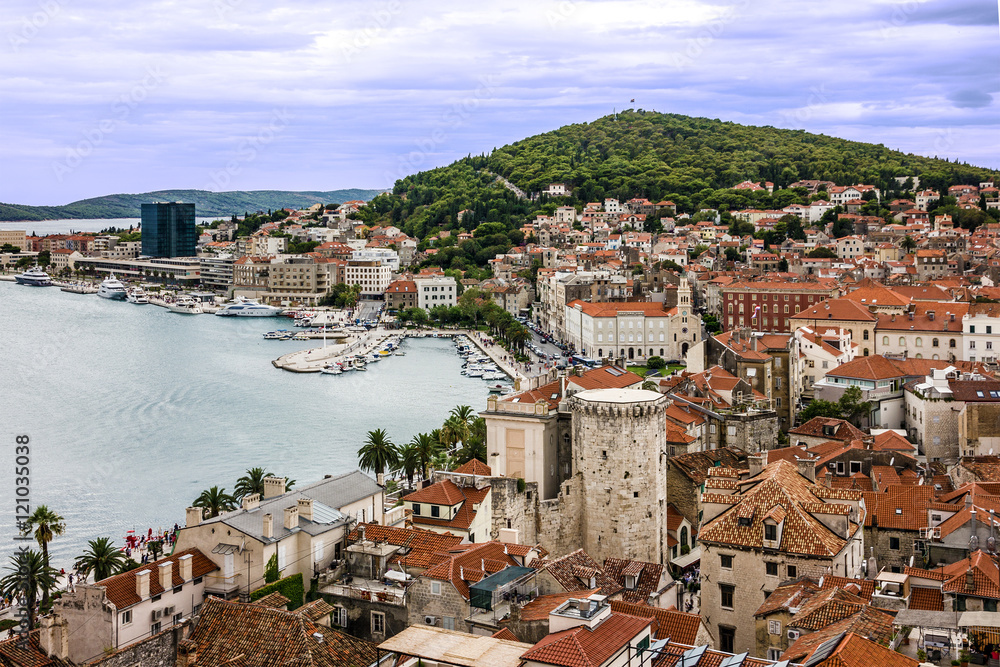 Croatia, Split. Town houses panoramic view