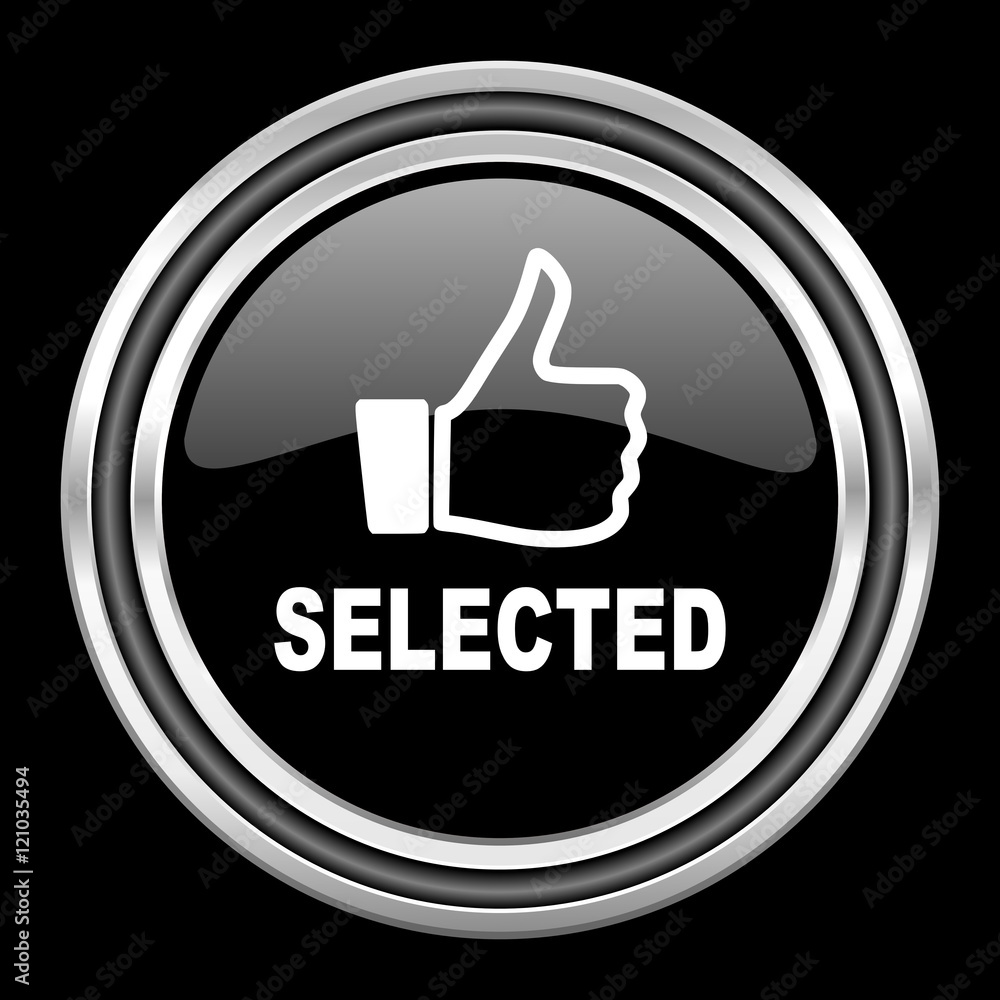 selected silver chrome metallic round web icon on black background selected silver chrome metallic round web icon on black background