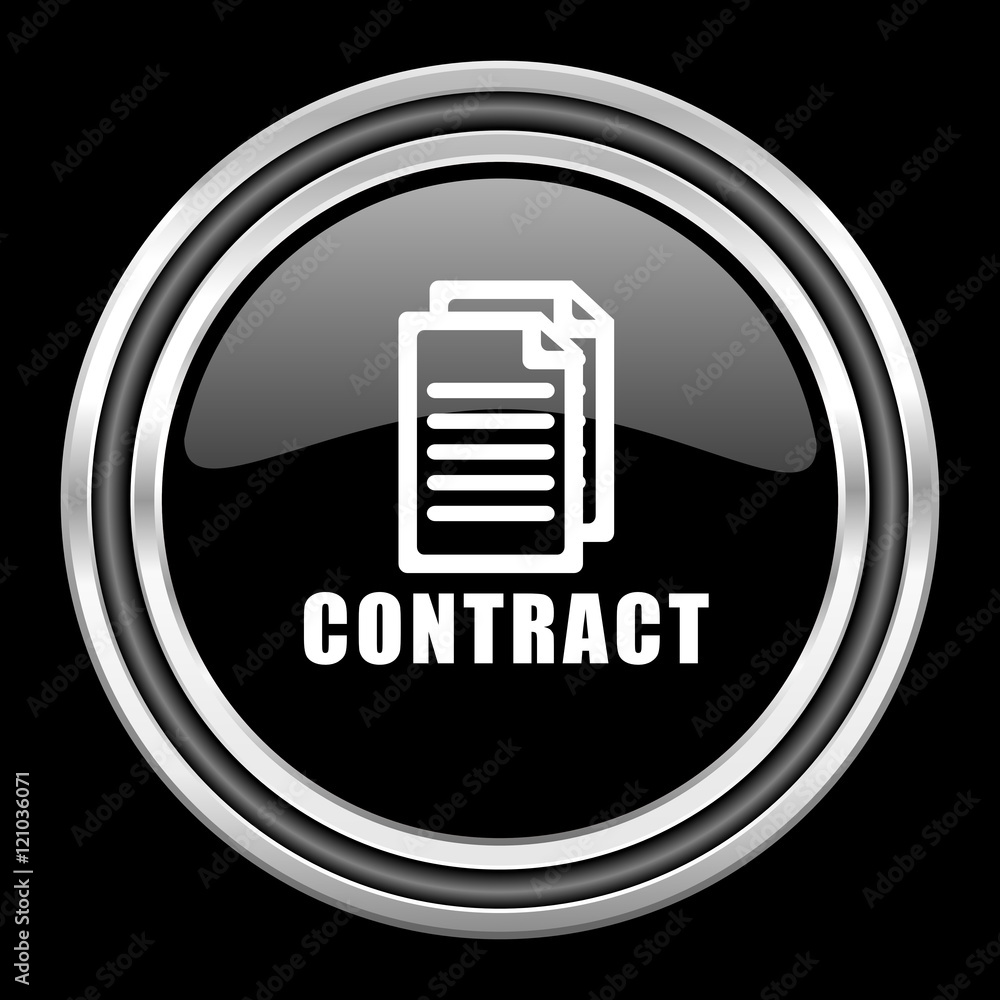 contract silver chrome metallic round web icon on black background contract silver chrome metallic round web icon on black background