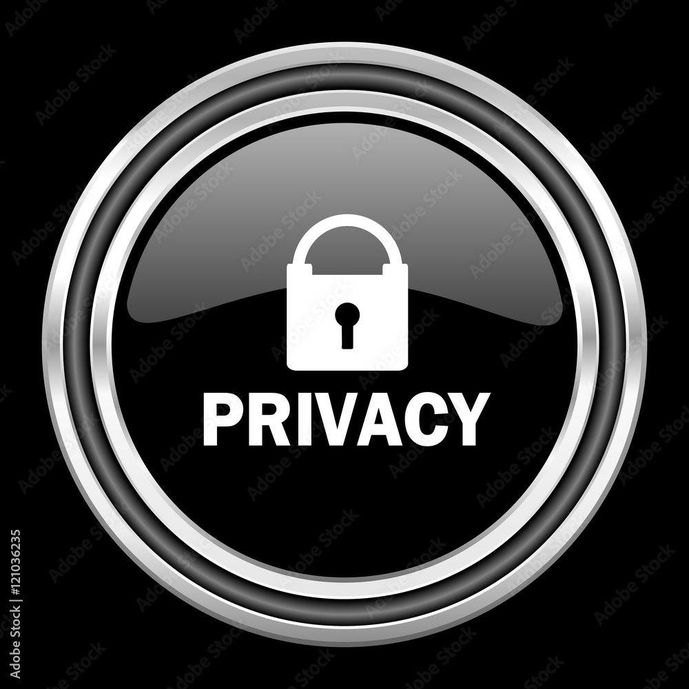 privacy silver chrome metallic round web icon on black background privacy silver chrome metallic round web icon on black background