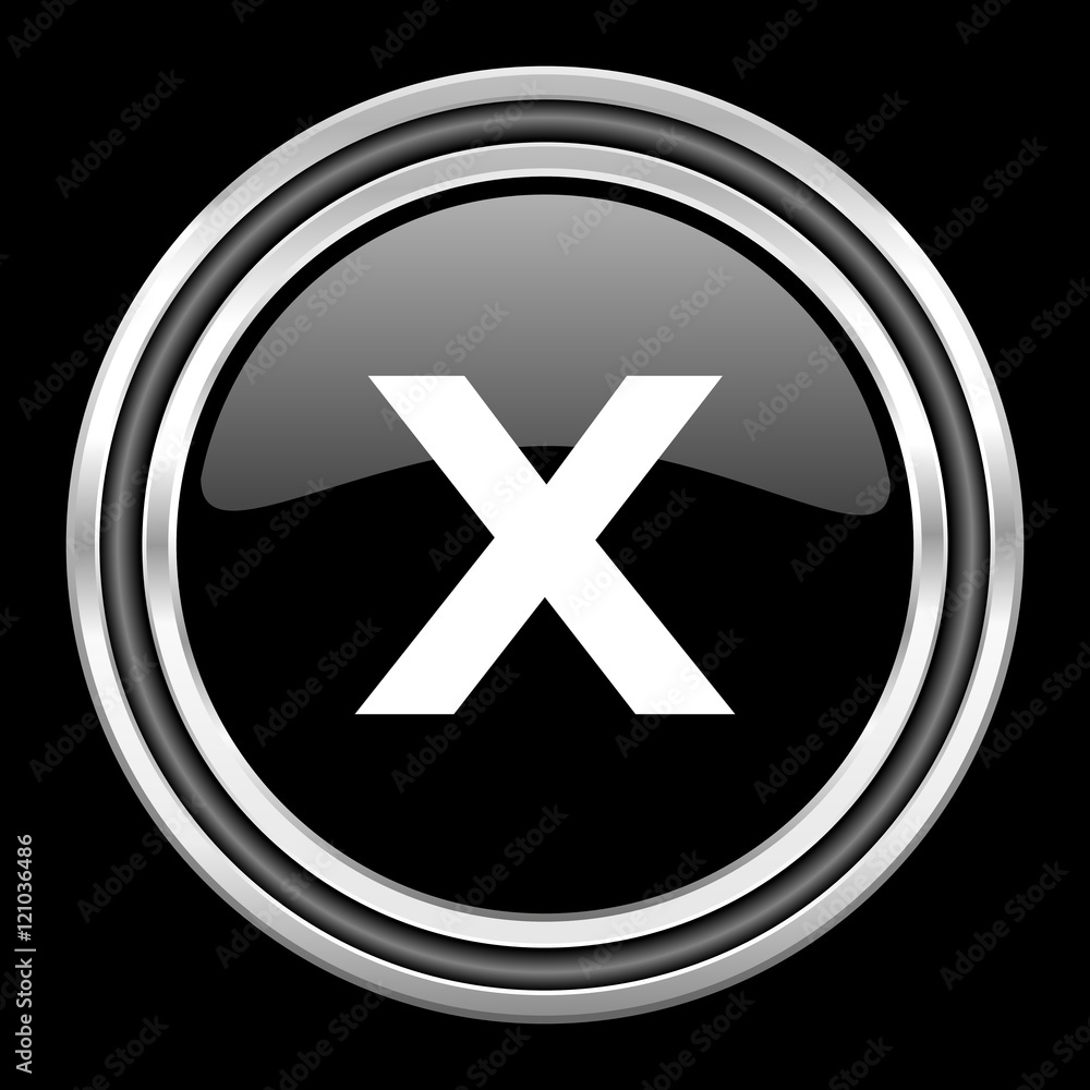 cancel silver chrome metallic round web icon on black background cancel silver chrome metallic round web icon on black background