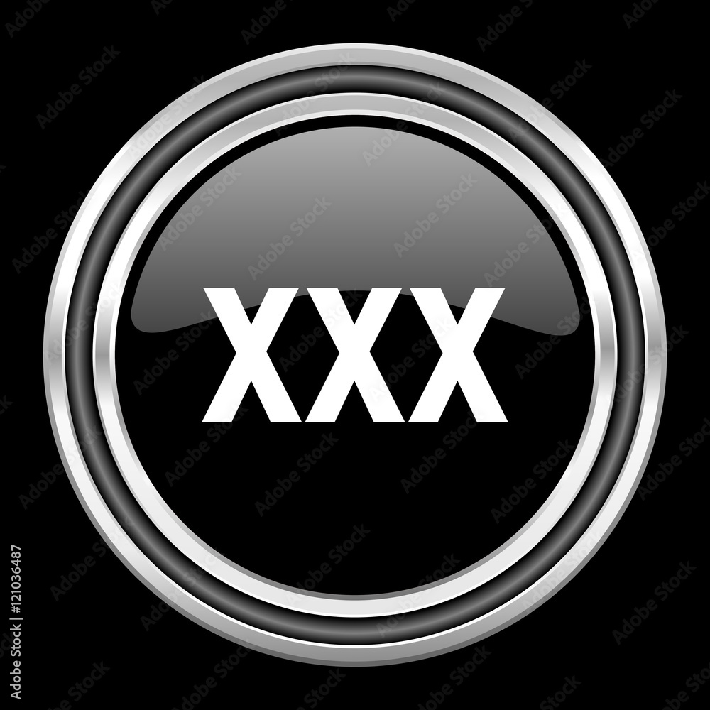 xxx silver chrome metallic round web icon on black background Stock  Illustration | Adobe Stock