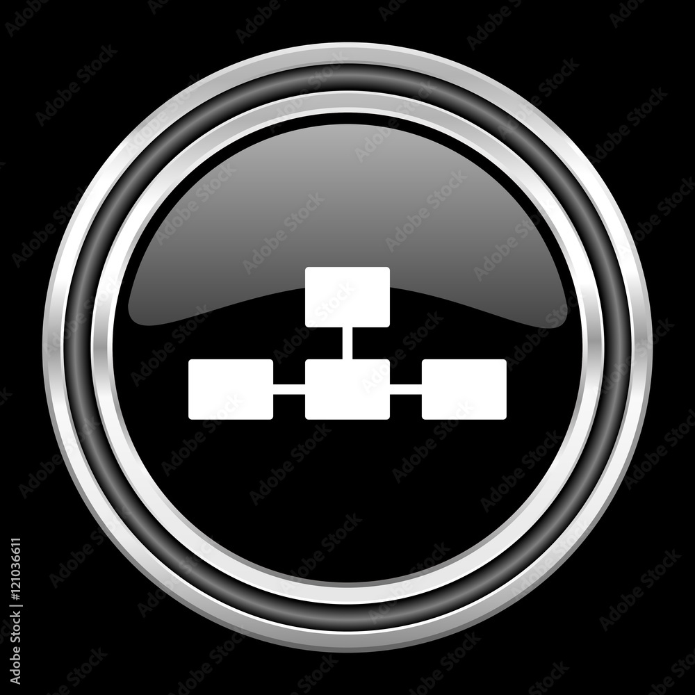 database silver chrome metallic round web icon on black background database silver chrome metallic round web icon on black background