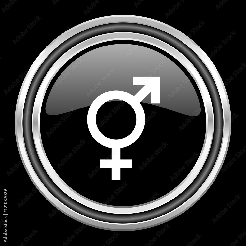 sex silver chrome metallic round web icon on black background sex silver chrome metallic round web icon on black background
