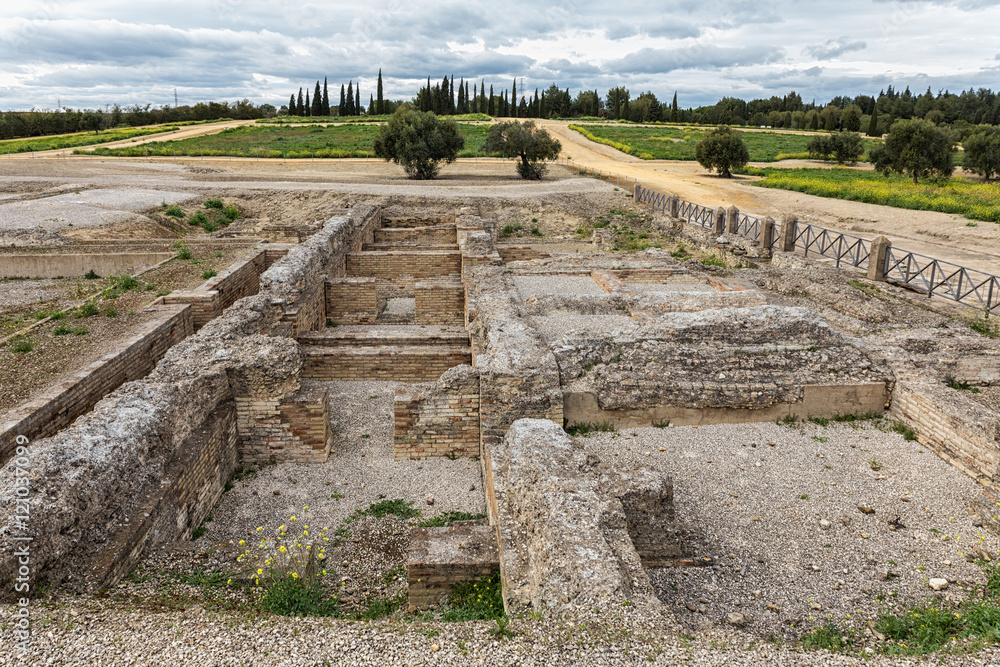 Italica (north of modern day Santiponce, 9 km NW of Seville, Spain) is a magnificent and well-preserved Roman city and the birthplace of Roman Emperors Trajan and Hadrian.