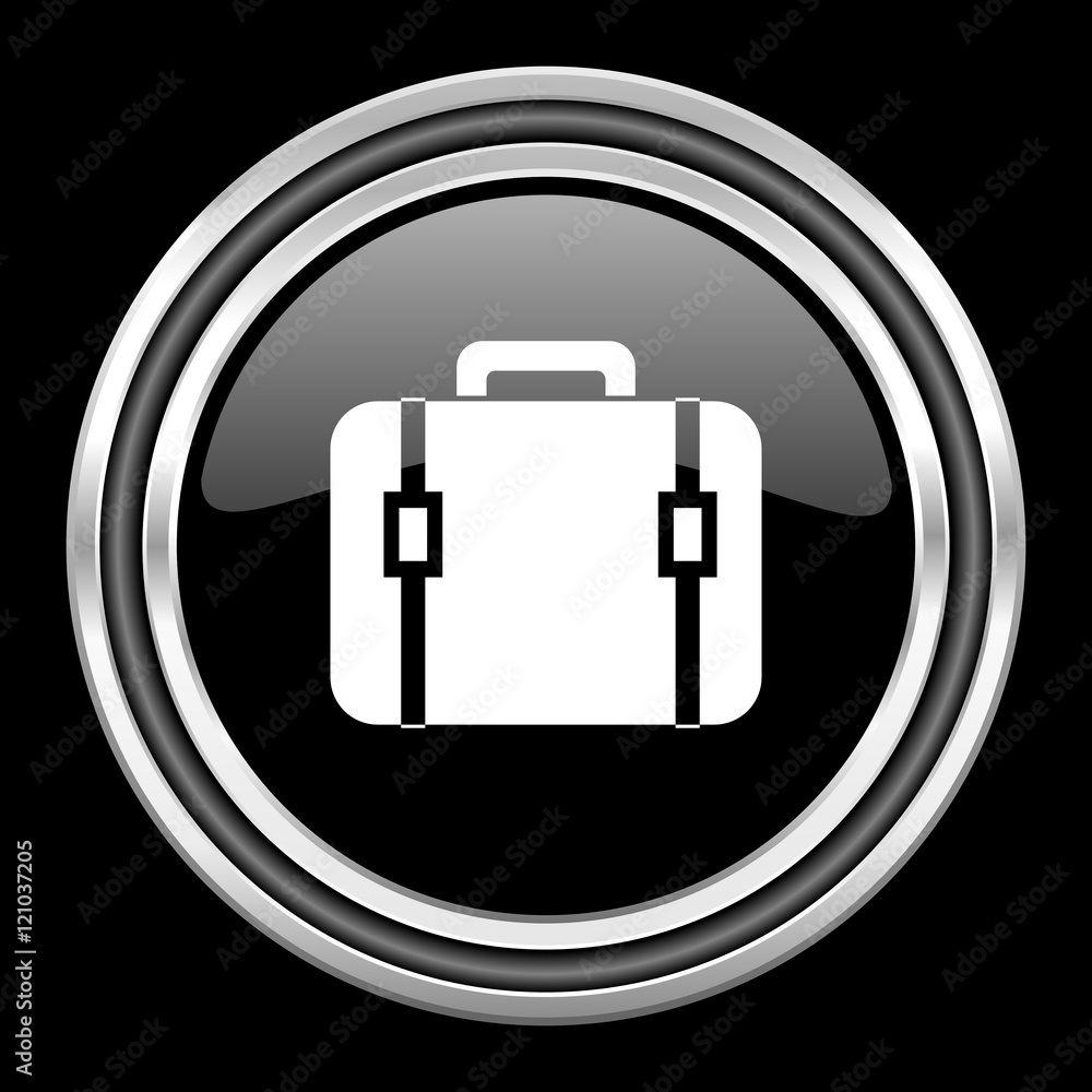 bag silver chrome metallic round web icon on black background bag silver chrome metallic round web icon on black background