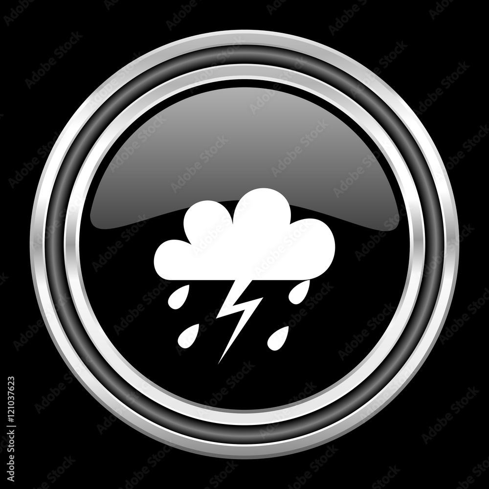 storm silver chrome metallic round web icon on black background storm silver chrome metallic round web icon on black background