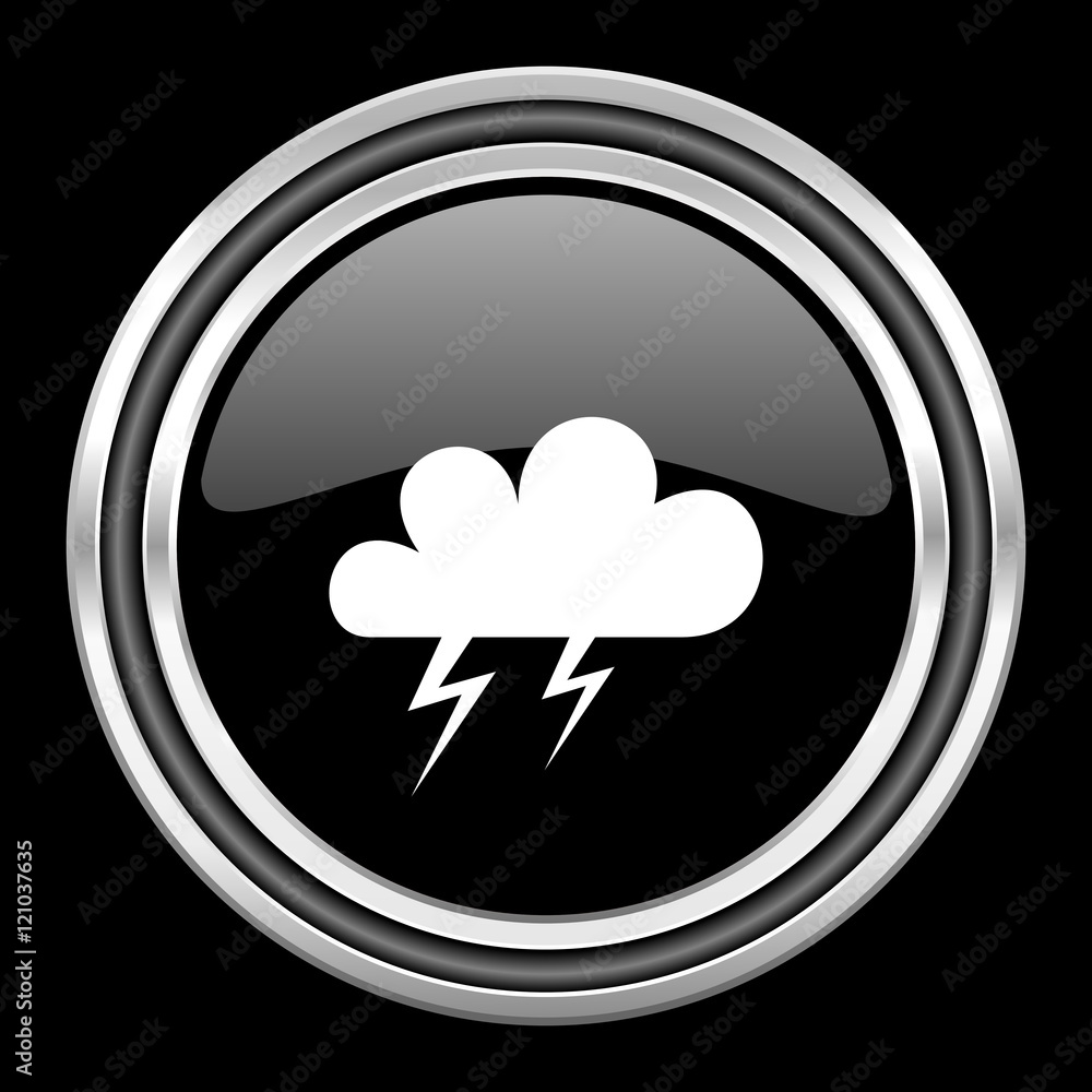 storm silver chrome metallic round web icon on black background storm silver chrome metallic round web icon on black background