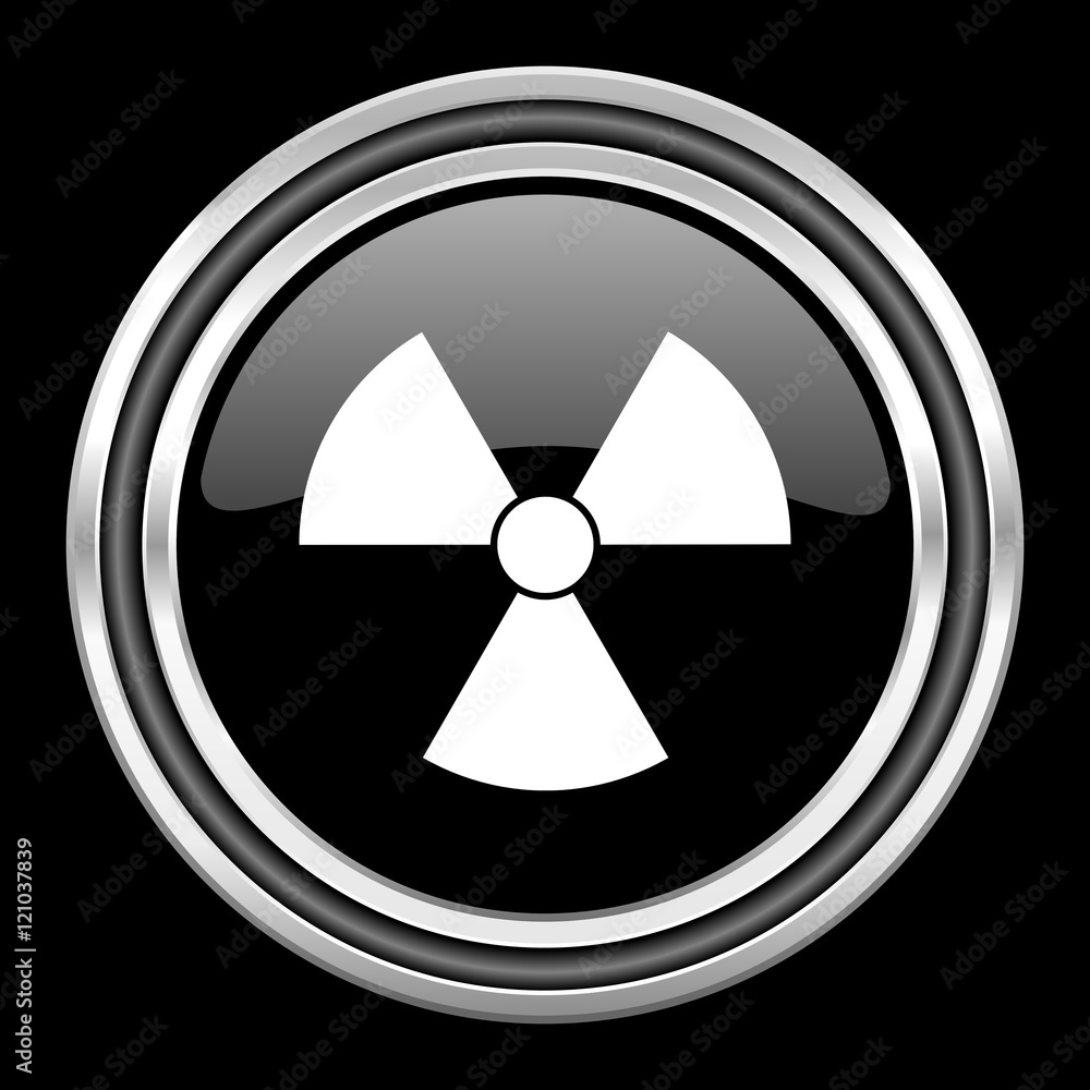 radiation silver chrome metallic round web icon on black background radiation silver chrome metallic round web icon on black background