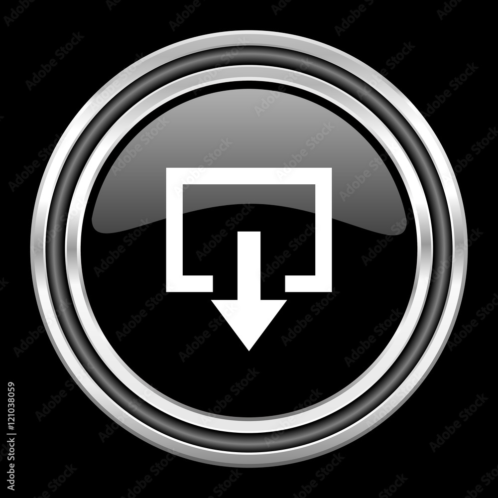 exit silver chrome metallic round web icon on black background exit silver chrome metallic round web icon on black background