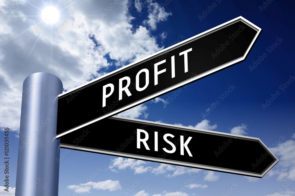 Fototapeta premium Singpost illustration, two arrows - profit and risk