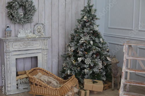 beautiful living room decorated for Christmas