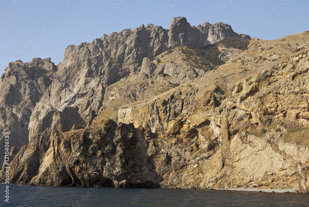 Mountain massif of volcanic rock.Kara-Dag.Crimea.