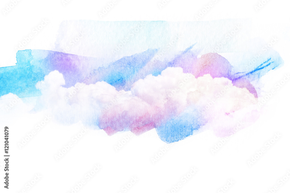 Watercolor illustration of sky with cloud. Watercolor illustration of sky with cloud.