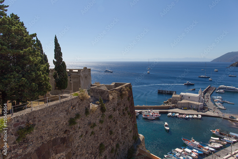 View of the port of Lipari from the walls of the castle