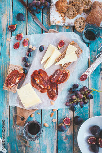 Antipasti and fruit concept. 