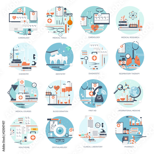 Vector illustration. Flat medical background. Health care,first aid, research,cardiology. Medicine,study. Chemical engineering,pharmacy.
