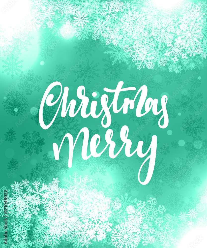 Merry Christmas and Happy New Year concept greeting card design. Postcard background for print or banner to your website. Handmade calligraphy Merry Christmas. Holiday background vector image greeting