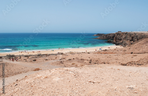 Fuerteventura  Isole Canarie  vista panoramica di Piedra Playa  chiamata anche Playa del Castillo  una delle spiagge pi   famose dell area nord ovest vicino a El Cotillo  il 31 agosto 2016