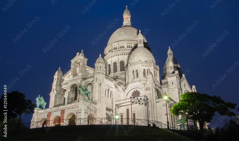The basilica Sacre Coeur at night, Paris, France. The basilica Sacre Coeur at night, Paris, France.