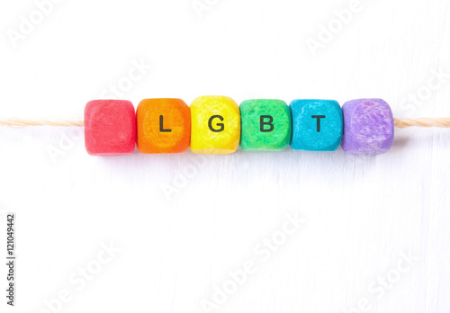 Word LGBT rainbow of colors on the dice