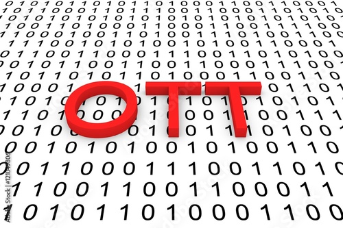 OTT in the form of binary code, 3D illustration