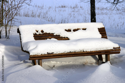 Wallpaper Mural Wooden bench in the snow Torontodigital.ca