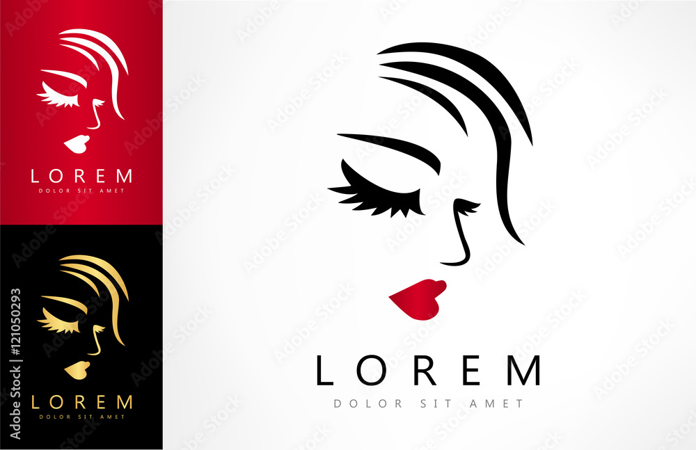 Fototapeta premium Woman face and hair logo vector