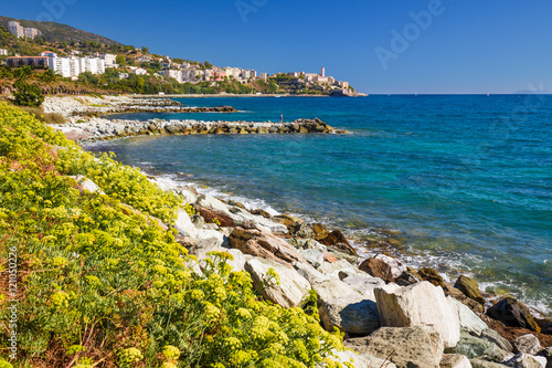 Coastline in Bastia, France, Europe.