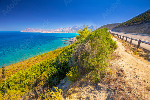 Stunning coastline view near Licciola on Corsica island photo