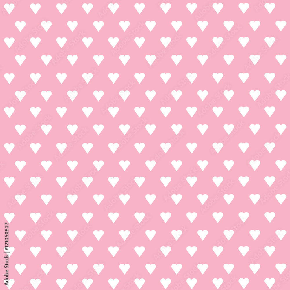 Seamless vector pattern with white hearts on pastel background