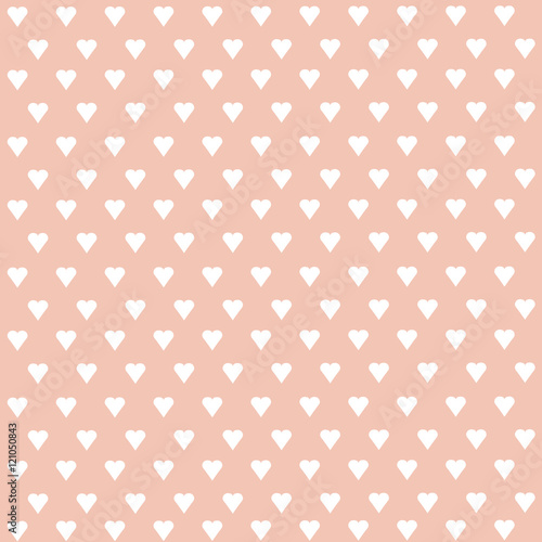 Seamless vector pattern with white hearts on pastel background