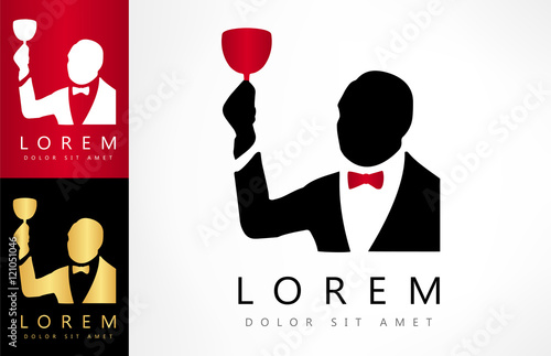 man with wine glass logo