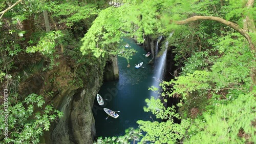 Time-lapse clip for Takachiho Gorge and moving boats, Miyazaki, Japan
