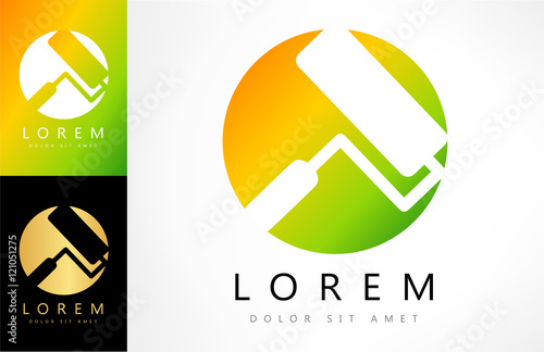 illustration of paint roller vector logo