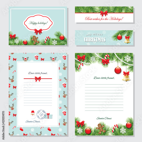 Christmas and Happy New Year templates set.