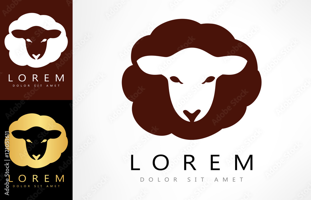 Naklejka premium Sheep logo. Lamb vector.