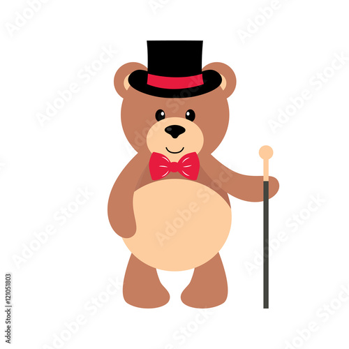 cartoon bear with hat and stick