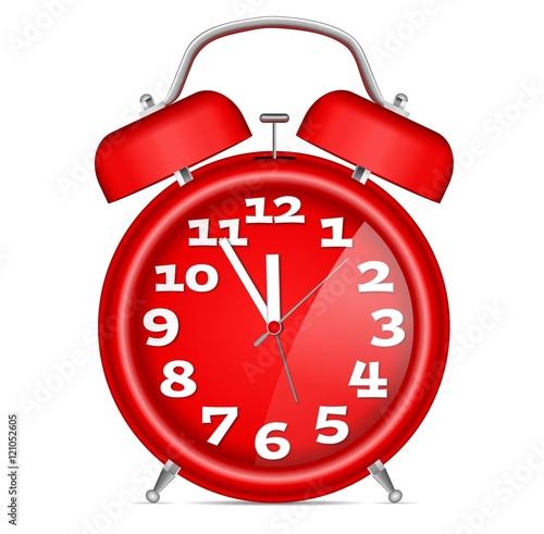 red classic vector alarm clock isolated on white background / Vektor doppel Glockenwecker rot klassisch retro isoliert