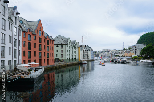 homes, marina and boats of Alesund in Norway