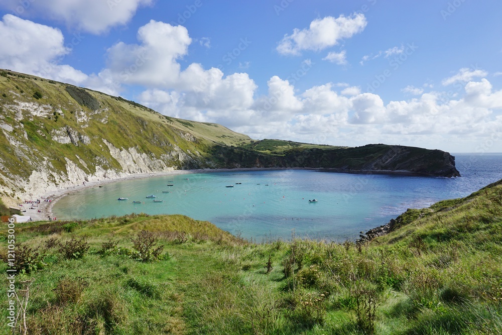 Lulworth Cove on the English Jurassic Coast in Dorset, England