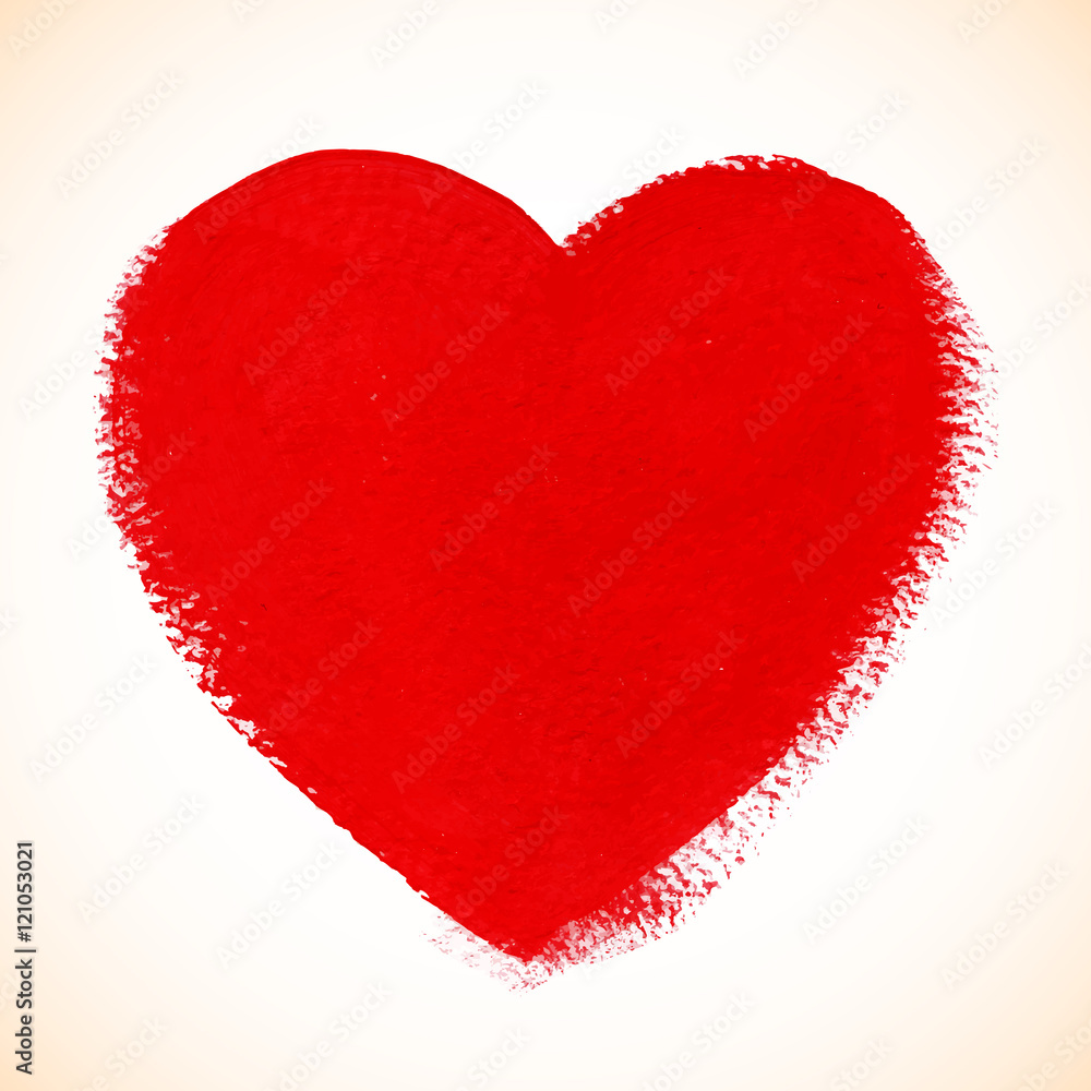 Red acrylic color textured painted heart