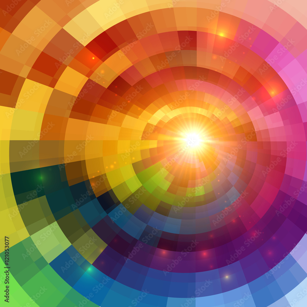 Obraz premium Abstract colorful shining circle tunnel background