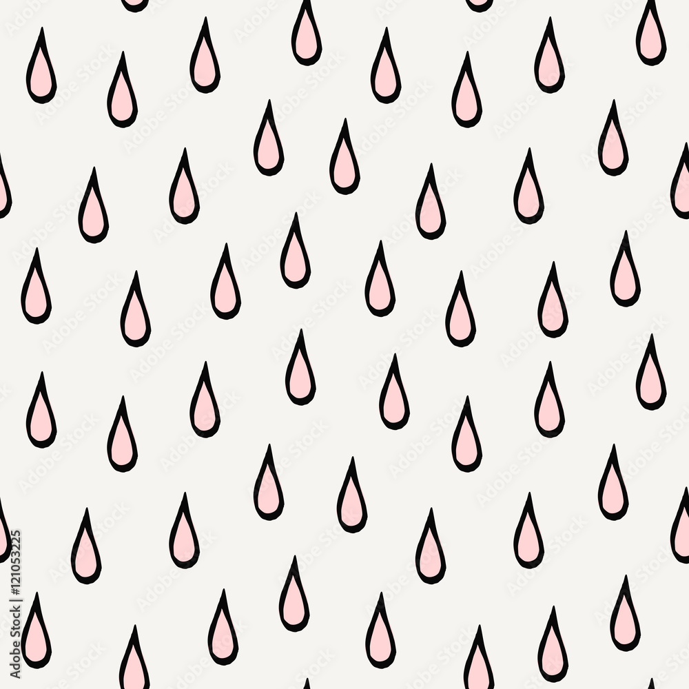 Seamless pattern with rain drops in pastel pink and black.
Seamless pattern with rain drops in pastel pink and black.